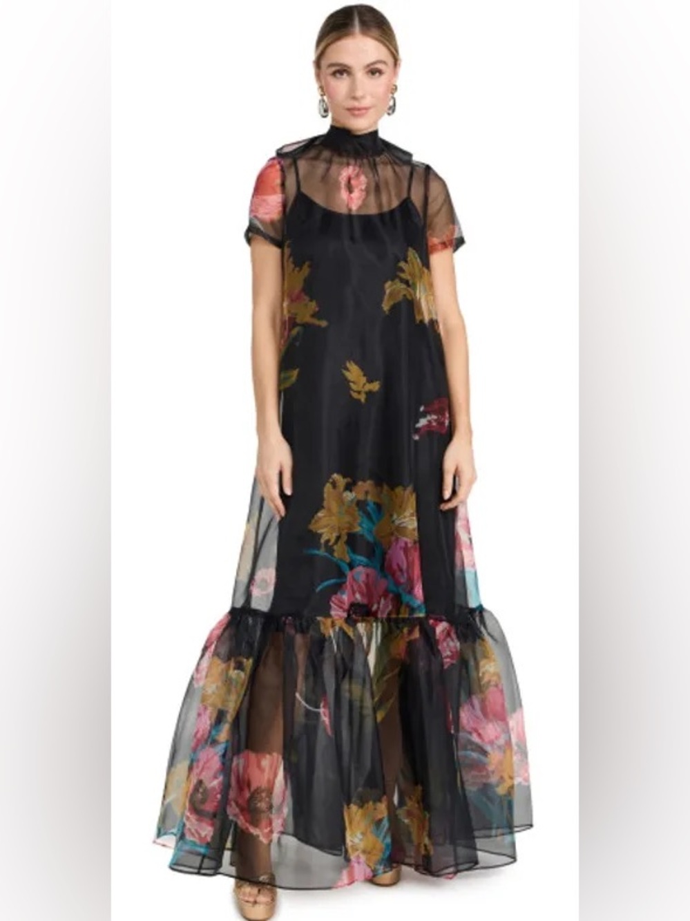 STAUD Calluna Dress in First Bloom Night. Comes with slip